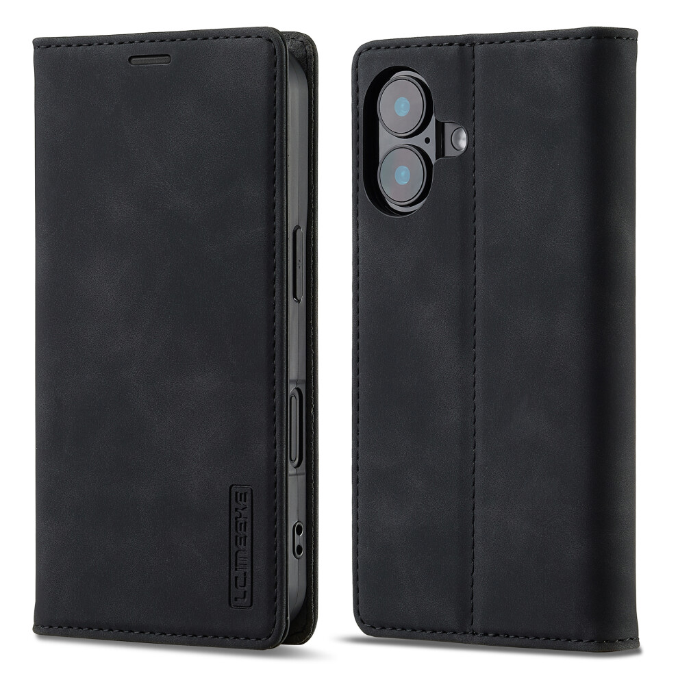 (Black) Lc.imeeke For Iphone 17 Case Wallet Microfiber Leather Phone Cover Black 6914290758142