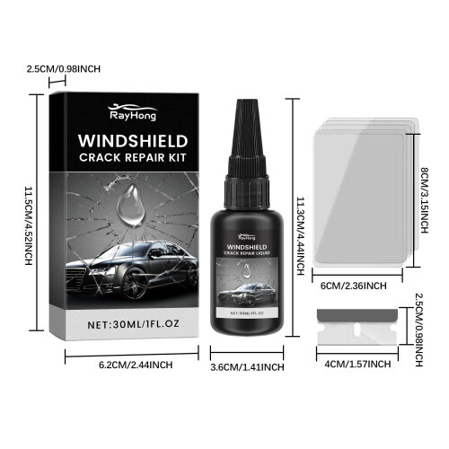 Windshield Crack Repair Kit with Fluid for Automotive 2