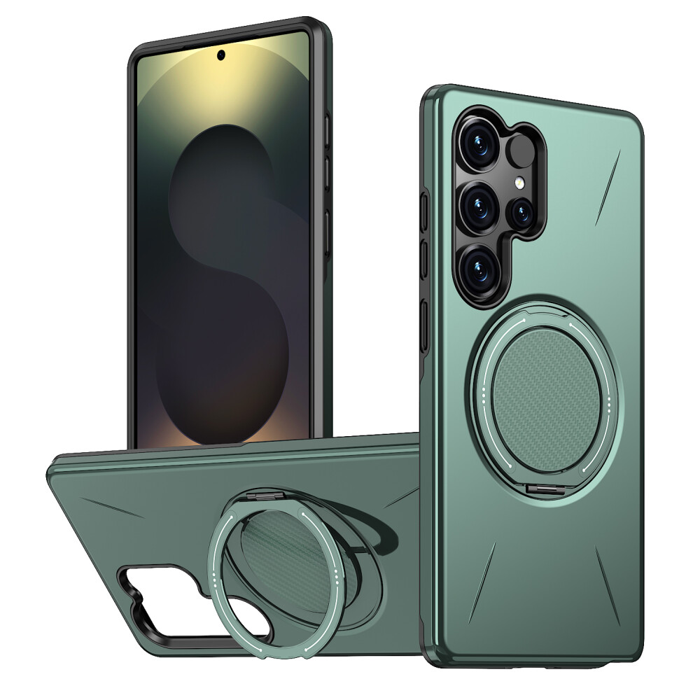 (Green) For Samsung Galaxy S25 Ultra Magnetic Case Rotating Kickstand Tpu + Pc Phone Cover Green 6914299869283