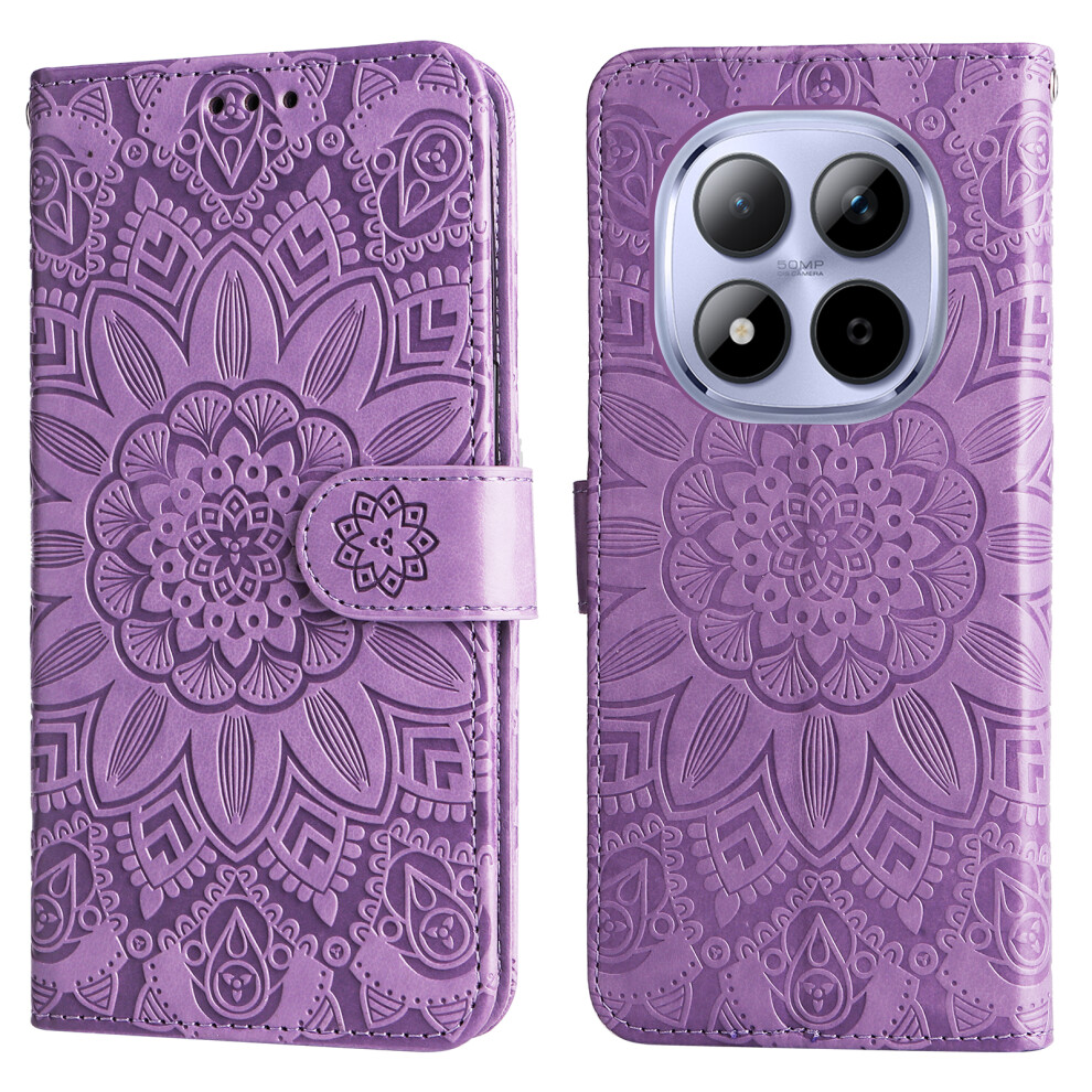 (Purple) For Xiaomi Redmi Note 15 Pro 5G (Global) Case Sunflower Imprint Leather Wallet Phone Cover Purple 6914294618411