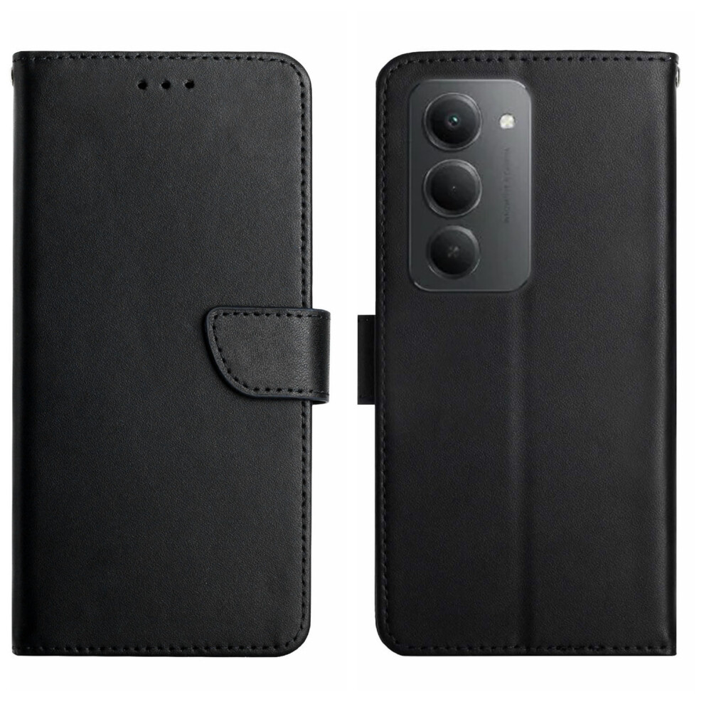 (Black) For Xiaomi Redmi 15 4G (Eu) (171Mm) Case Genuine Cow Leather Phone Cover Nappa Texture Black 6914293102744