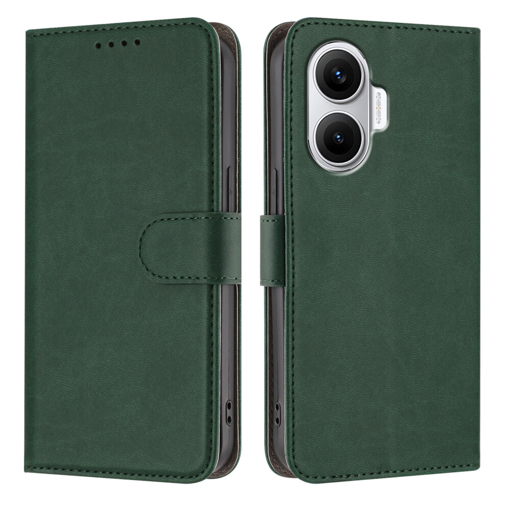 (Blackish ) For Xiaomi Redmi Turbo 4 Pro 5G / Xiaomi Poco F7 5G Leather Case Solid Color Phone Cover With Wallet Green 6914290787531