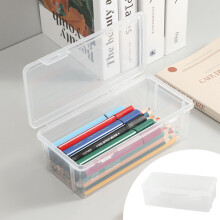 Plastic pencil box extra large stackable translucent 1 pack