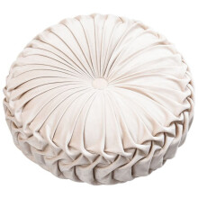 Rond sierkussen, geplooid kussen voor huisdecoratie, geschikt voor bank, stoel, bed en auto, beige
