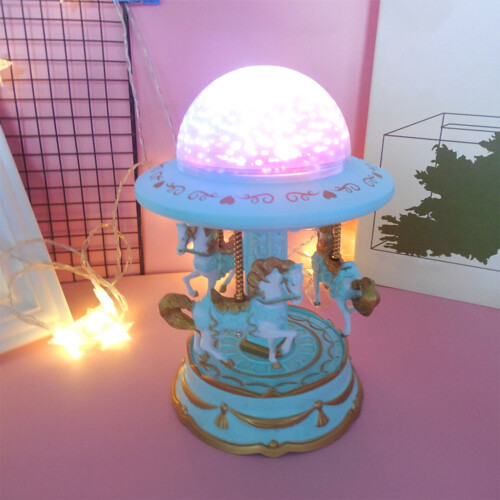 Μουσικό Κουτί Καρουζέλ, Μουσικό Αλογάκι Καρουζέλ με Φώτα LED που Αλλάζουν Χρώμα,