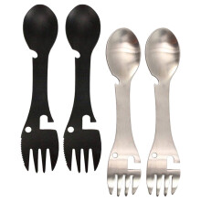 Jälkiruokalusikka metallinen Spork avaajalla 4 kpl