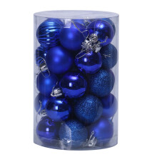 Christmas Ball Ornaments Plastic Red Green Gold 34 pcs