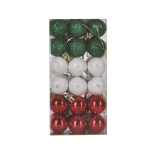 Christmas Ball Ornaments Red Green White 1.2 inch Glitter