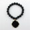Clover beaded stretch bracelet silver gray 7