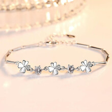 Armband aus Sterlingsilber mit Kleeblattmotiv und Zirkonkristallen