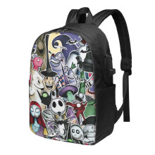 Sac à dos pour ordinateur portable Nightmare Before Christmas Light Flight, antivol avec port de chargement USB, 17 pouces, grande capacité, idéal