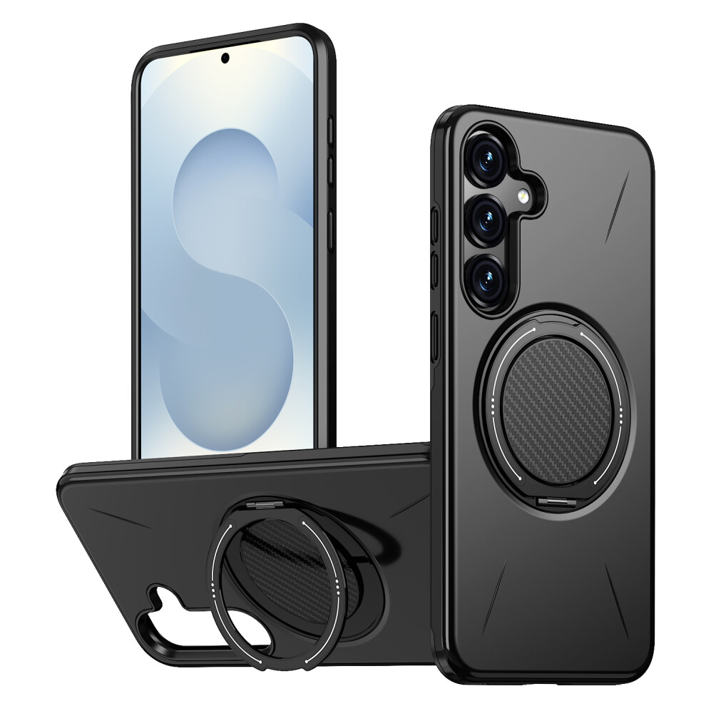 (Black) For Samsung Galaxy S25+ / Galaxy S24+ Magnetic Case Rotating Kickstand Tpu + Pc Phone Cover Black 6914297056395