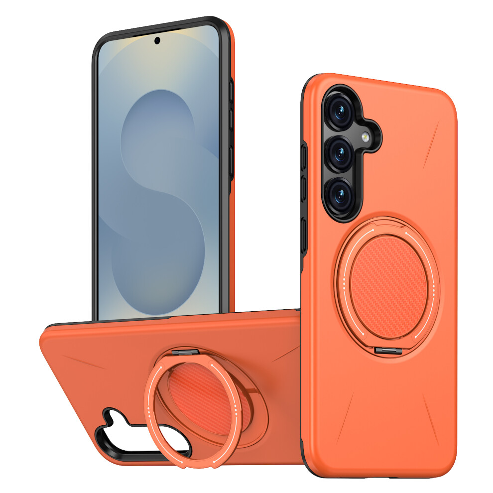 (Orange) For Samsung Galaxy S25+ / Galaxy S24+ Magnetic Case Rotating Kickstand Tpu + Pc Phone Cover Orange 6914296319958