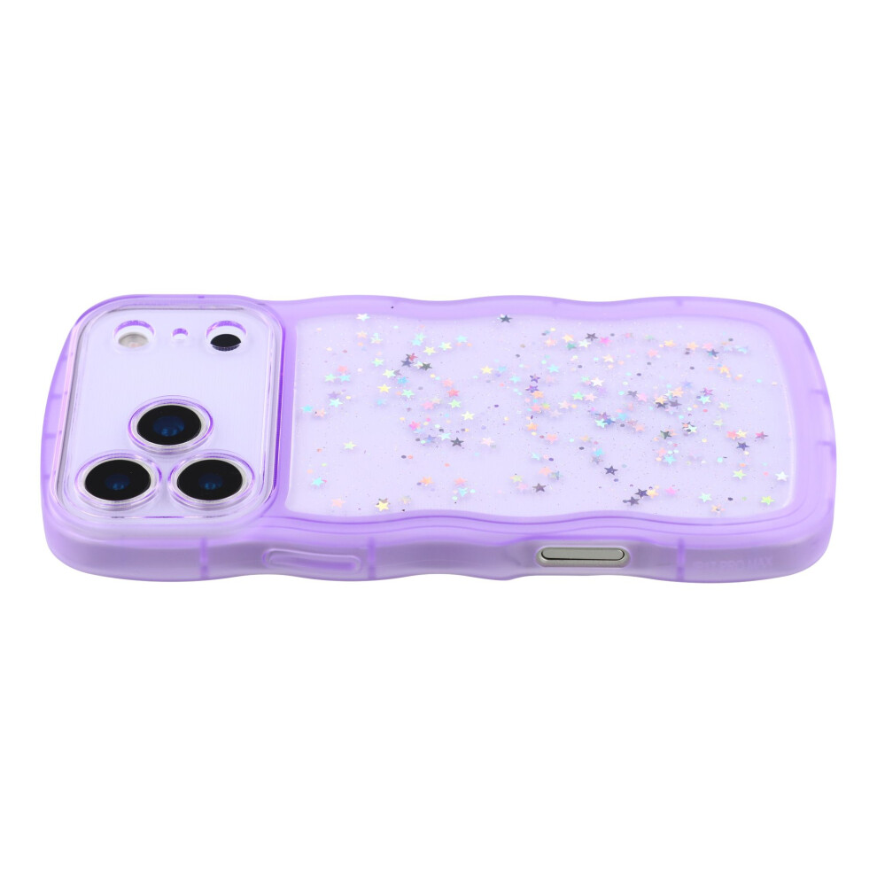 (Transparent ) For Iphone 17 Pro Case Wavy Edge Epoxy Tpu Shockproof Phone Cover Purple 6914291867300