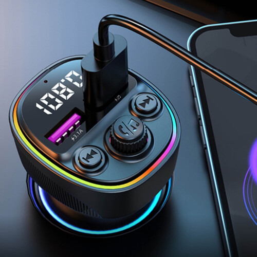 VALSEEL Car Charger with Bluetooth FM Transmitter and USB 1