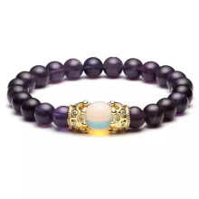 Pulseira RSAMD Unissex em Pedra Natural Hematita Quartzo Rosa - Pulseira da Distância - Roxa
