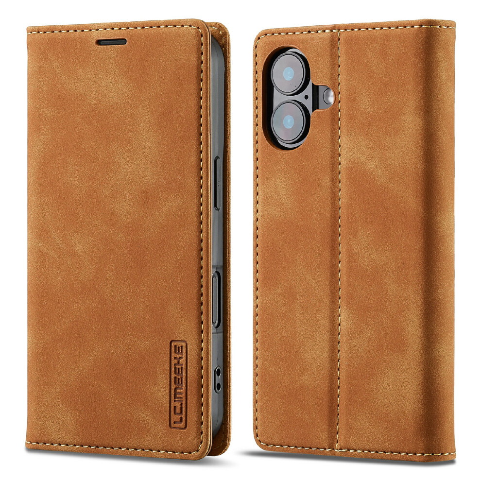(Brown) Lc.imeeke For Iphone 17 Case Wallet Microfiber Leather Phone Cover Brown 6914299973522