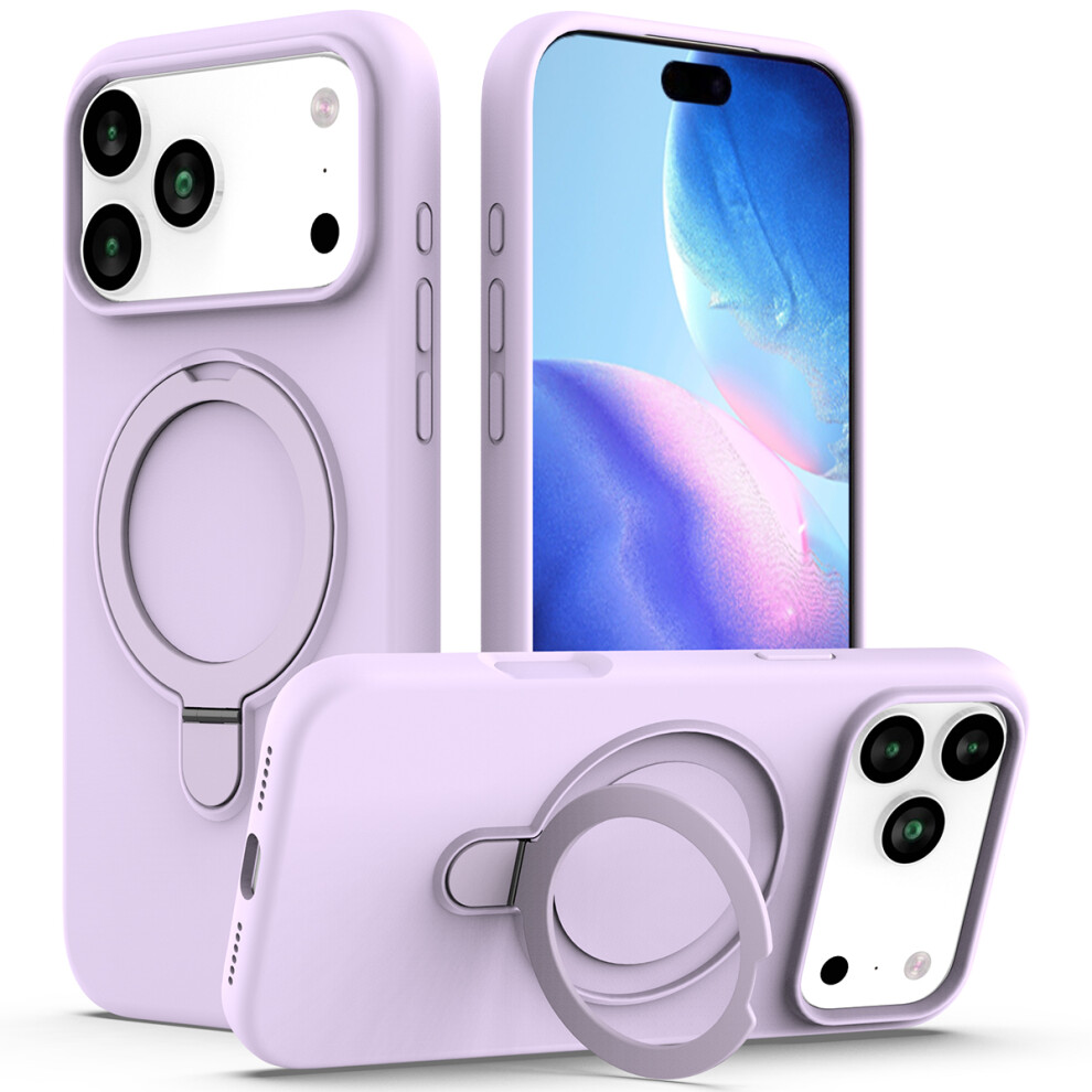 (Purple) For Iphone 17 Pro Case Compatible With Magsafe Kickstand Pc + Silicone Phone Cover Purple 6914295383028