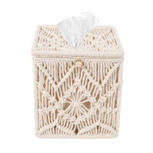 Mjukpappersfodral Boho Decor Fyrkantig PappersmjukpappershåLlare med PäRlspäNne Makrame ServettväVnad Organizer Heminredning