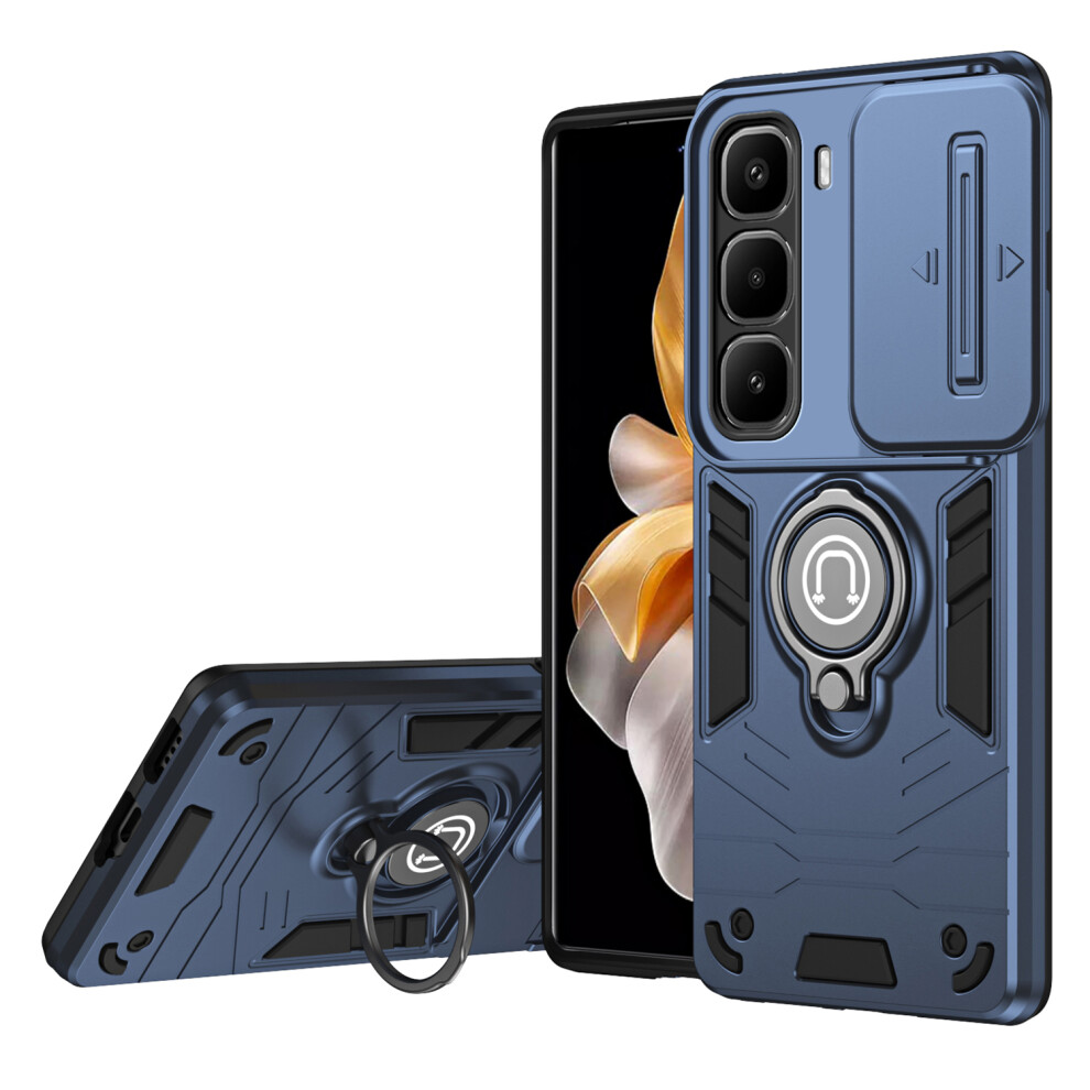 (Blue) For Infinix Hot 60 Pro+ 4G Case Slide Camshield Kickstand Pc + Tpu Phone Cover Blue 6914298100004