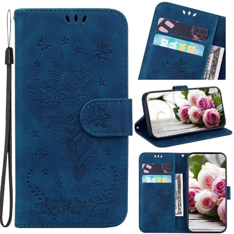 Motorola S50 Neo Wallet Case With Rose Emboss And Kickstand 971050987019
