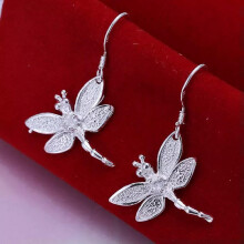 Boucles d'oreilles RSAMD en argent 925, magnifiques et tendance, avec cristaux et motif libellule.
