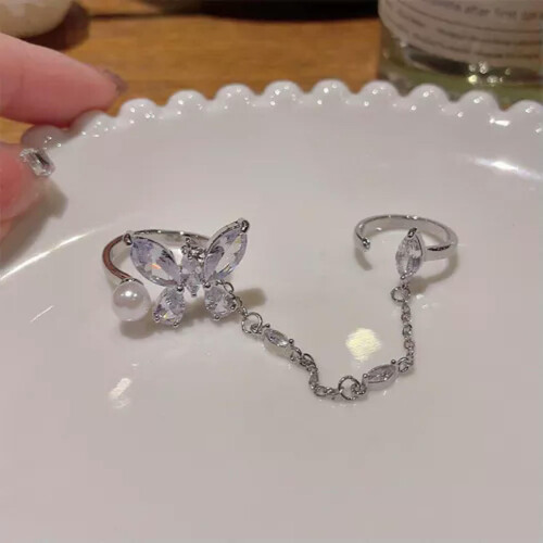 Collier papillon à perles multicouches en cristal brillant 1