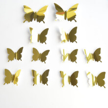 Tilbudstilbud! Nomeni Home Wallstickers12 stk. Sommerfugle Sølv Spejldekoration Hjemmeværelse Kunst3D Gør-det-selv Vægklistermærker Udsalg Guld