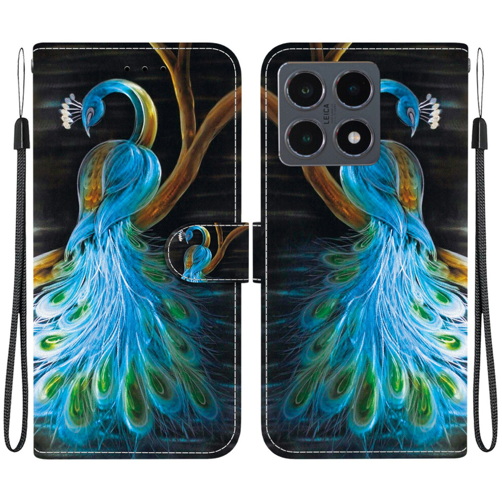 (Peacock) For Xiaomi 15T Case Pattern Printing Leather Flip Wallet Phone Cover With Lanyard 6914294775657