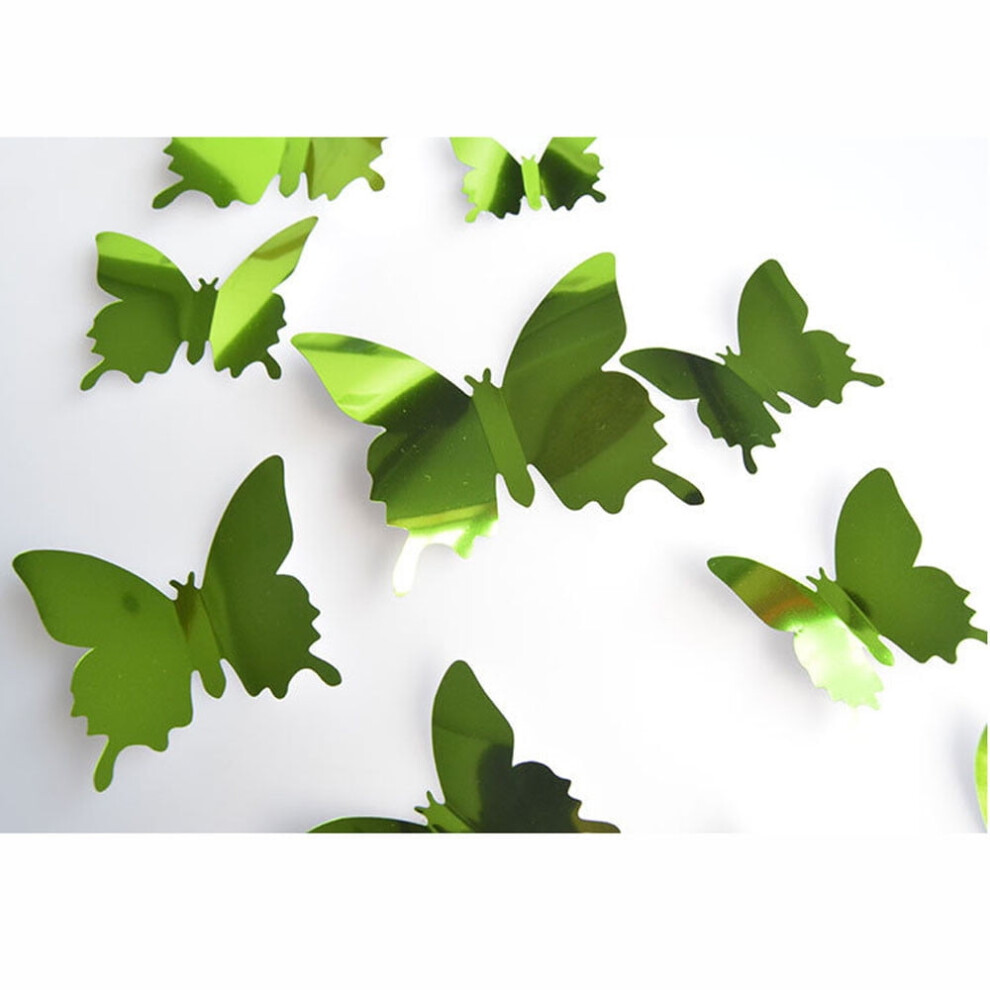 Butterfly Silver Mirror Wall Stickers 12 Pcs 972745854876
