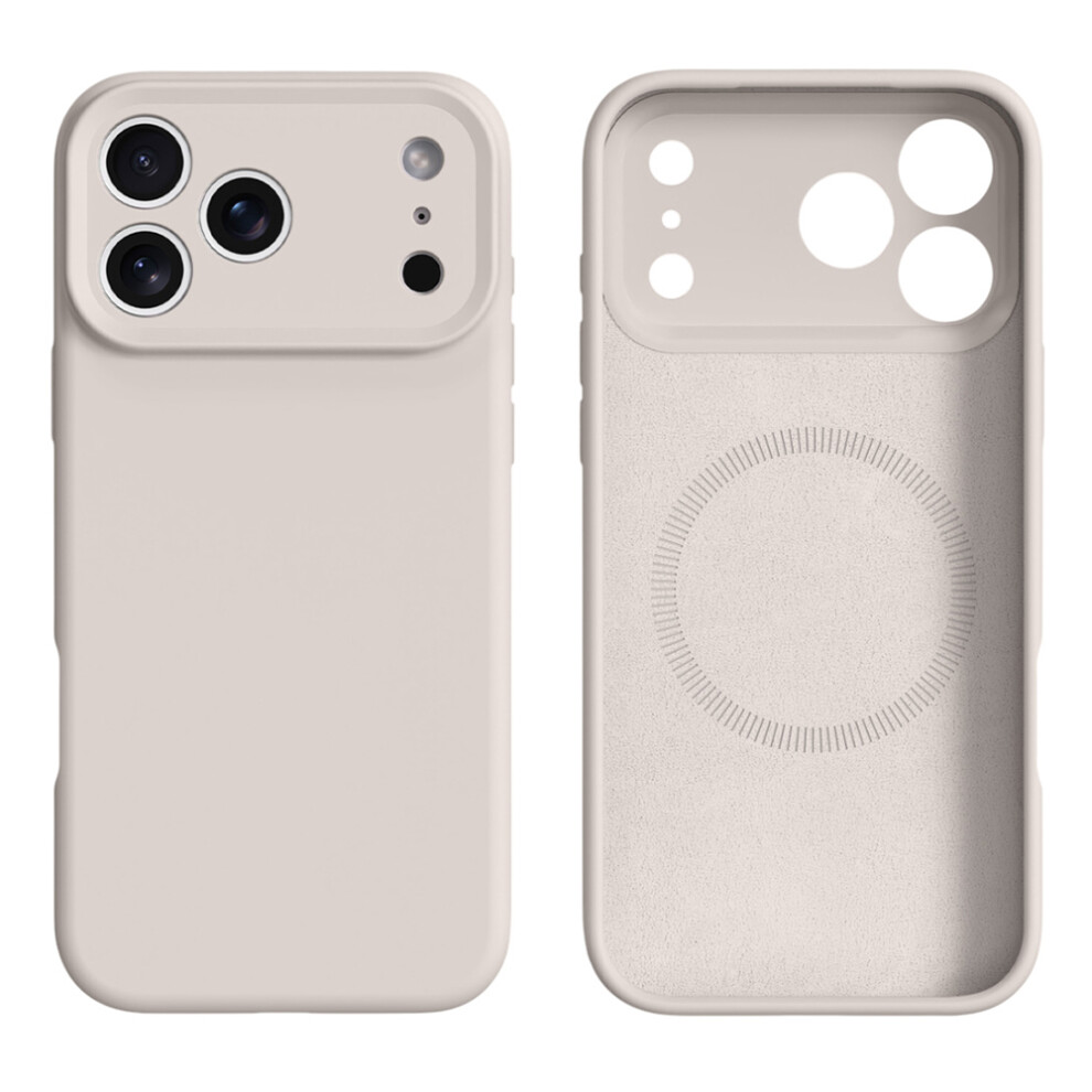(Antique ) For Iphone 17 Pro Max Case Compatible With Magsafe Precise Cutouts Liquid Silicone Protective Back Cover White 6914291425548