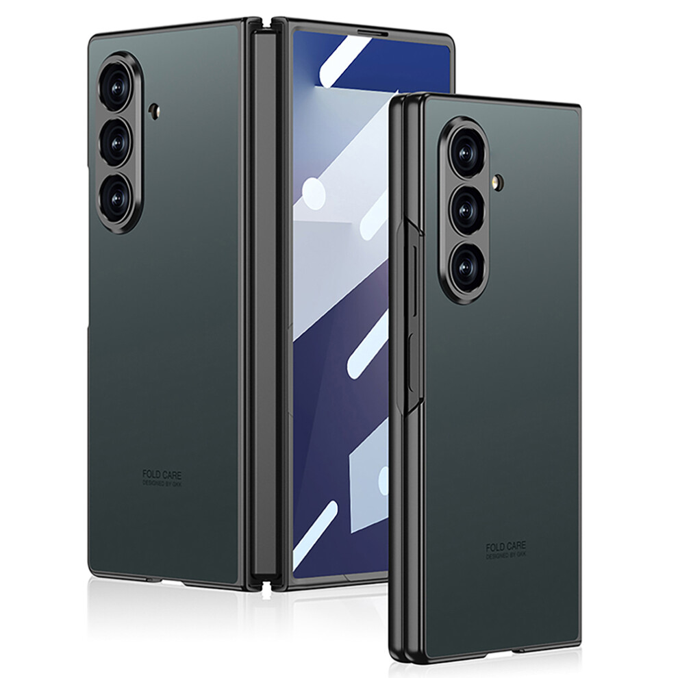 (Green) Gkk For Samsung Galaxy Z Fold7 5G Case Skin Touch Pc Slim Phone Cover With Tempered Glass Film Green 6914292487941