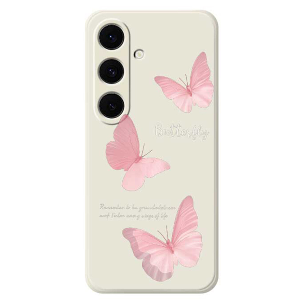 (Beige) For Samsung Galaxy S25 Fe Case Butterfly Pattern Printing Straight Edge Tpu Phone Back Cover Cream 6914291526696