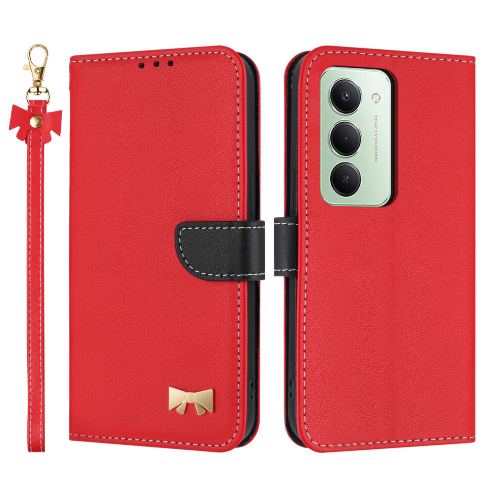 (Red) For Xiaomi Mi 15 4G (Eu) (171Mm) Case Bowknot Decor Wallet Leather Phone Cover With Wrist Strap Red 6914298299494