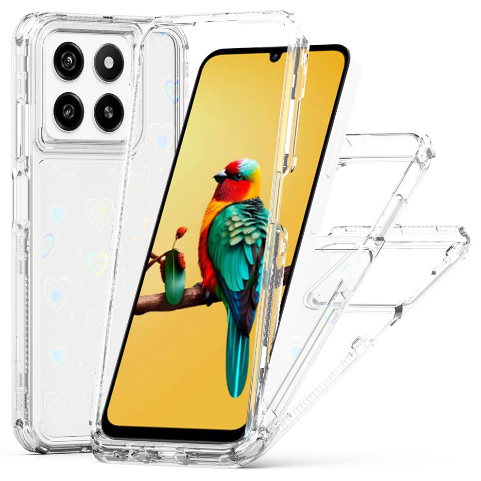 (Hearts) For Zte Blade A35 / A55 Case Clear Acrylic Tpu Hybrid Phone Cover With Laser-Printed Film 6914293829214