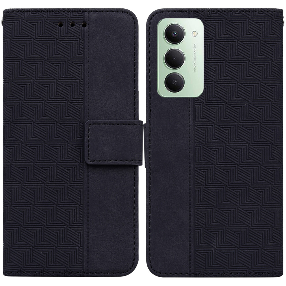 (Black) For Xiaomi Redmi 15 4G (Eu) (171Mm) Case Geometry Pattern Leather Wallet Phone Cover With Wrist Strap Black 6914295789899