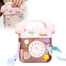 Gourde rose rétro en forme de téléphone avec bandoulière