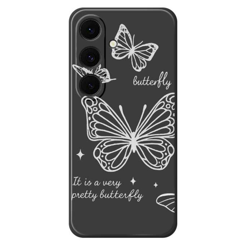 (Black) For Samsung Galaxy S25 Fe Case Hollow Butterfly Pattern Printing Straight Edge Tpu Phone Back Cover Black 6914299165316
