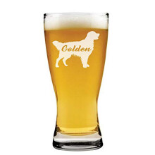 Beer Pilsner Glass Golden Retriever Design 15 oz