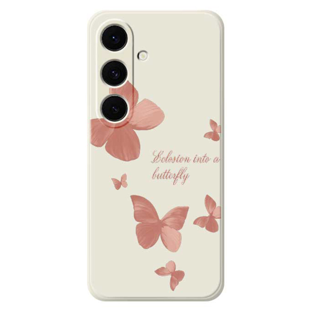 (Beige) For Samsung Galaxy S25 Fe Case Many Butterflies Pattern Printing Straight Edge Tpu Phone Back Cover Cream 6914293643681
