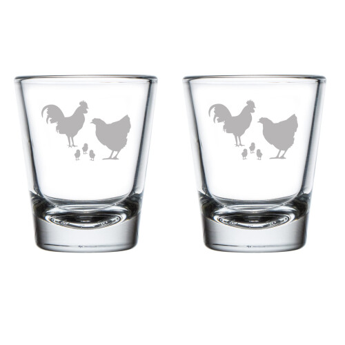 Schnapsgläser Chicken Family Set mit 2 Stück, 50 ml