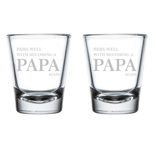 Set van 2 borrelglaasjes van 50 ml voor de aankondiging van de vaderschapsaankondiging.
