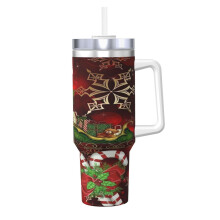 40oz Stainless Steel Tumbler with Handle and Straw