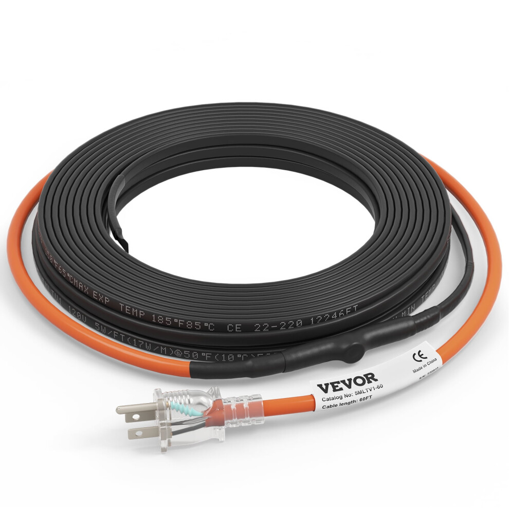Vevor Self-Regulating Pipe Heating Cable 60 Ft 5 W/Ft 940684991907