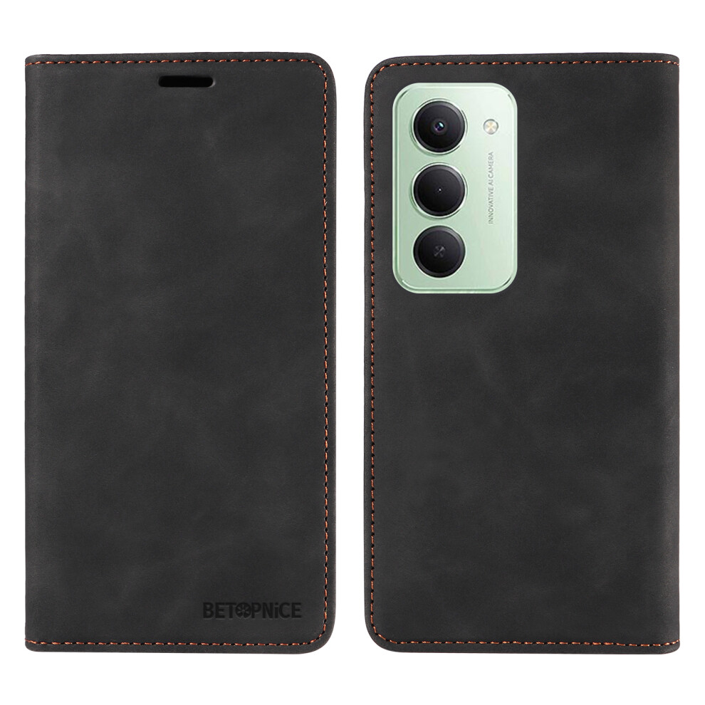 (Black) Betopnice For Xiaomi Redmi 15 4G (Eu) (171Mm) Case Magnetic Closure Rfid Blocking Wallet Stand Leather Phone Cover Black 6914297264110