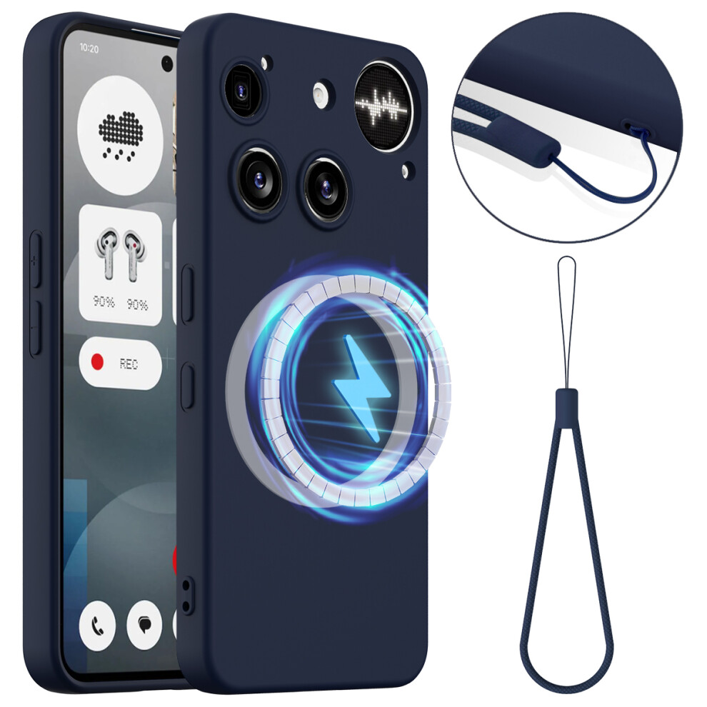(Dark ) For Nothing Phone (3) 5G Magnetic Case Anti-Drop Liquid Silicone Phone Cover Blue 6914294549449