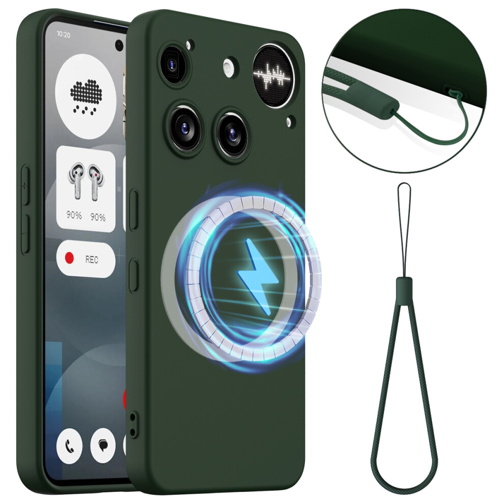 (Dark ) For Nothing Phone (3) 5G Magnetic Case Anti-Drop Liquid Silicone Phone Cover Green 6914291940713