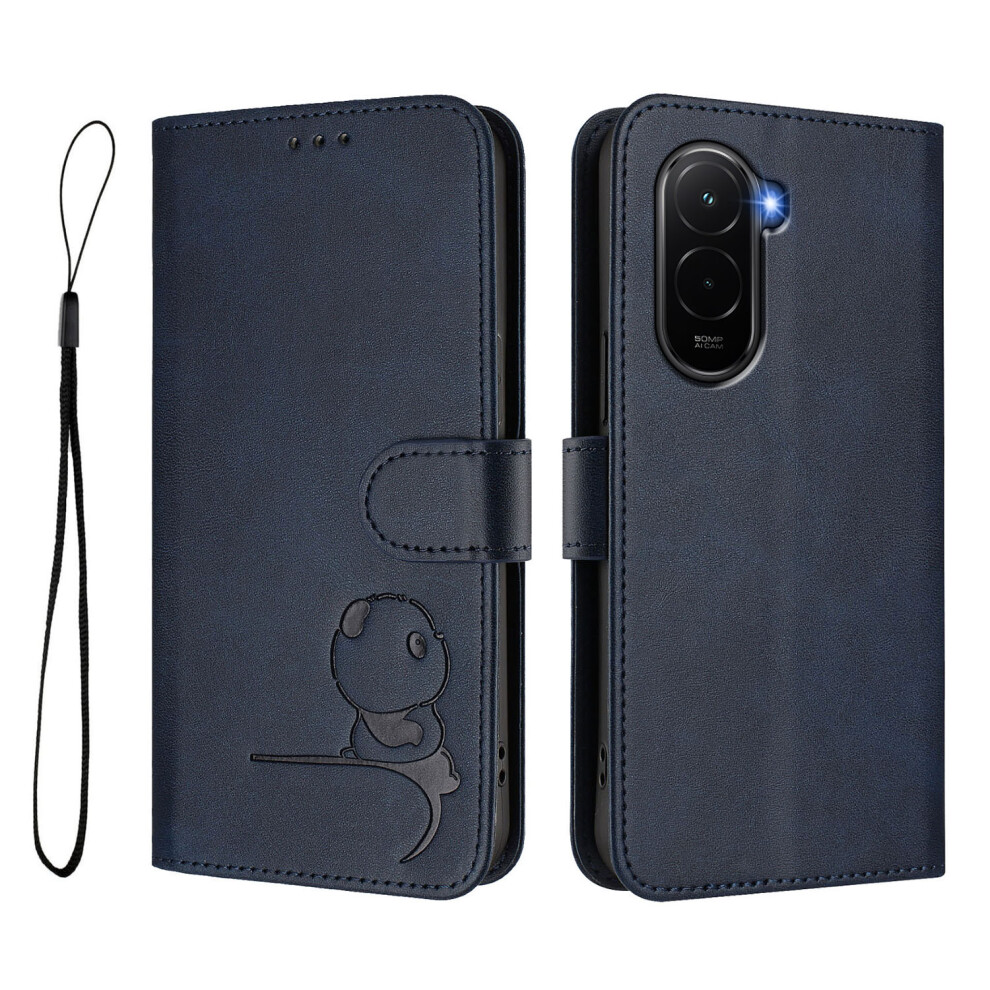 (Blue) For Xiaomi Poco M7 Plus 5G / M7 4G (169Mm) Case Panda Imprint Rfid Blocking Wallet Leather Phone Cover With Wrist Strap Blue 6914290529391