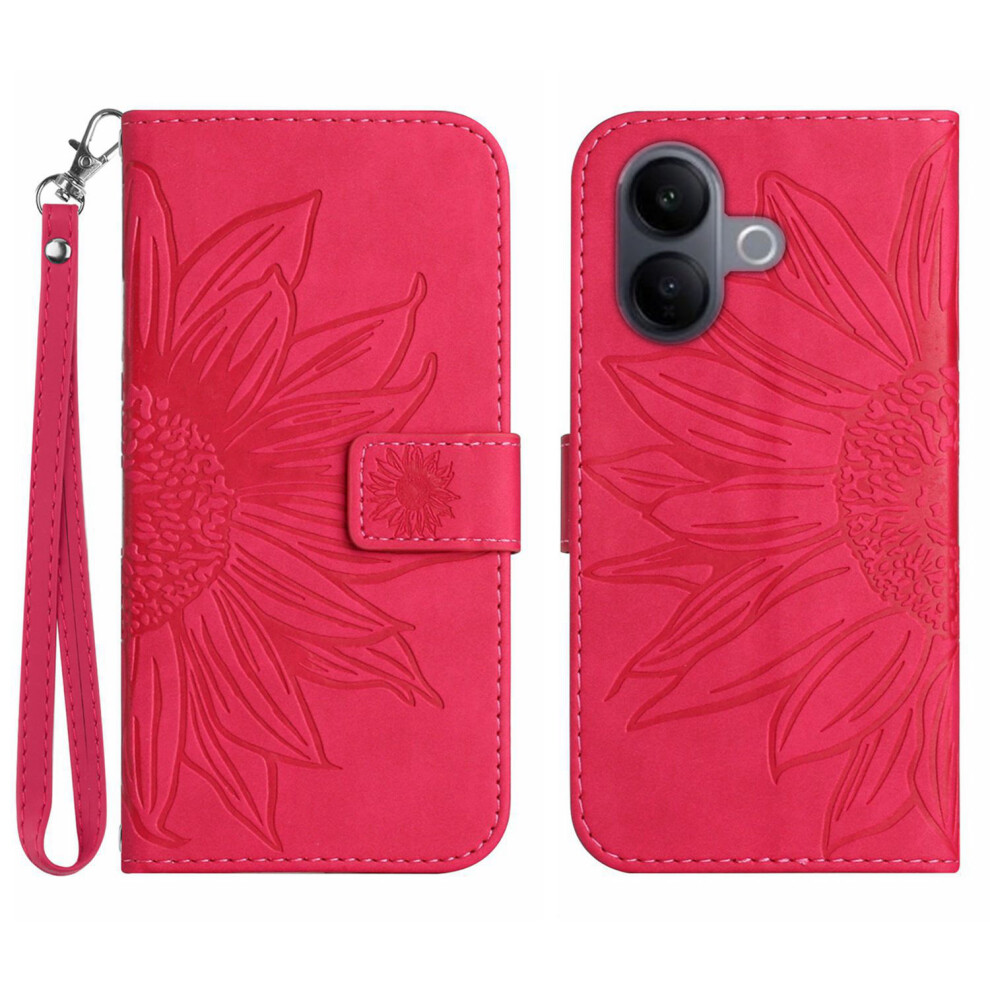 (Rose) For Vivo V60 Lite 5G Case Sunflower Imprint Leather Wallet Phone Cover With Wrist Strap 6914294764897