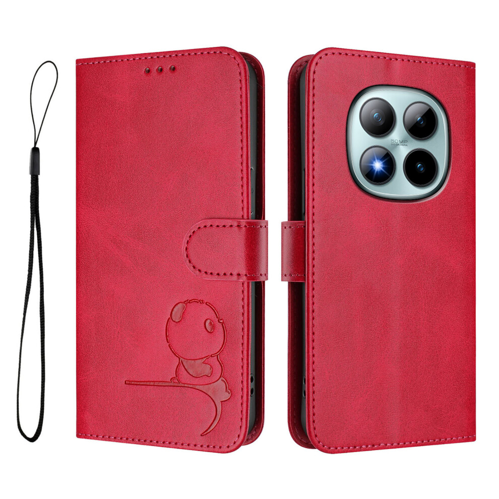 (Rose) For Xiaomi Poco M8 Pro 5G / Redmi Note 15 Pro+ 5G (Global) Case Panda Imprint Rfid Blocking Wallet Leather Phone Cover With Wrist 6914293325884